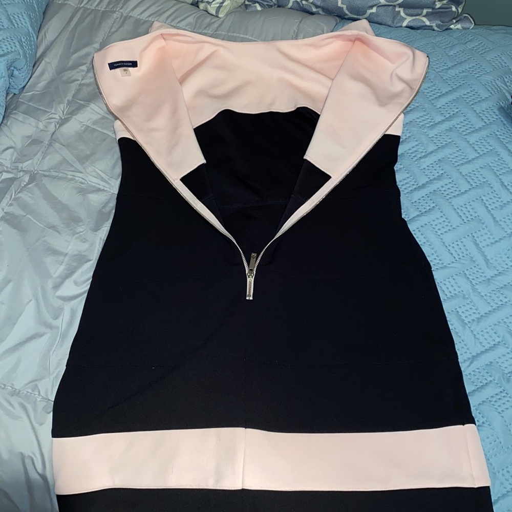 Tommy Hilfiger Colorblock sleeveless knee length pink and black sheath dress 6 - Picture 15 of 15